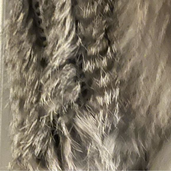 Genuine Fur Boho Grey Open Front Vest - Picture 3 of 10